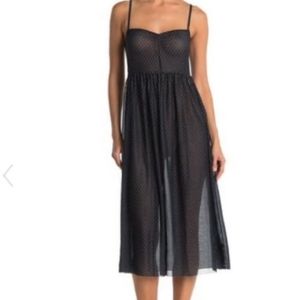 Free People Sheer Madeline Slip Dress Black Dot
